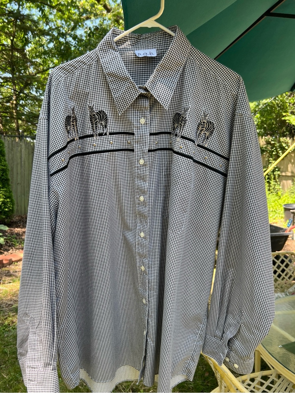 Black & White Check Blouse With zebras!